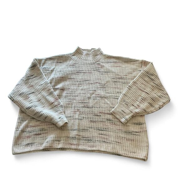 Women’s cozy mock neck sweater cream stripes size XXL - Picture 1 of 2
